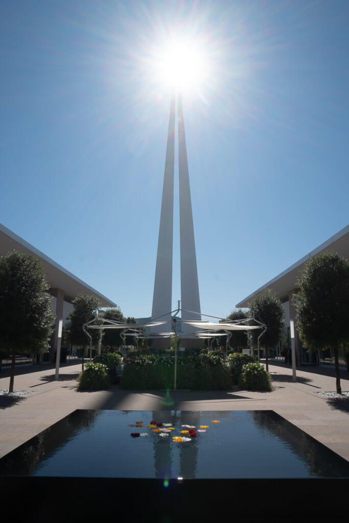 The spire created by Claudio Silvestrin Architects for the Outlet in Turin. It's the architectural symbol of outlet.